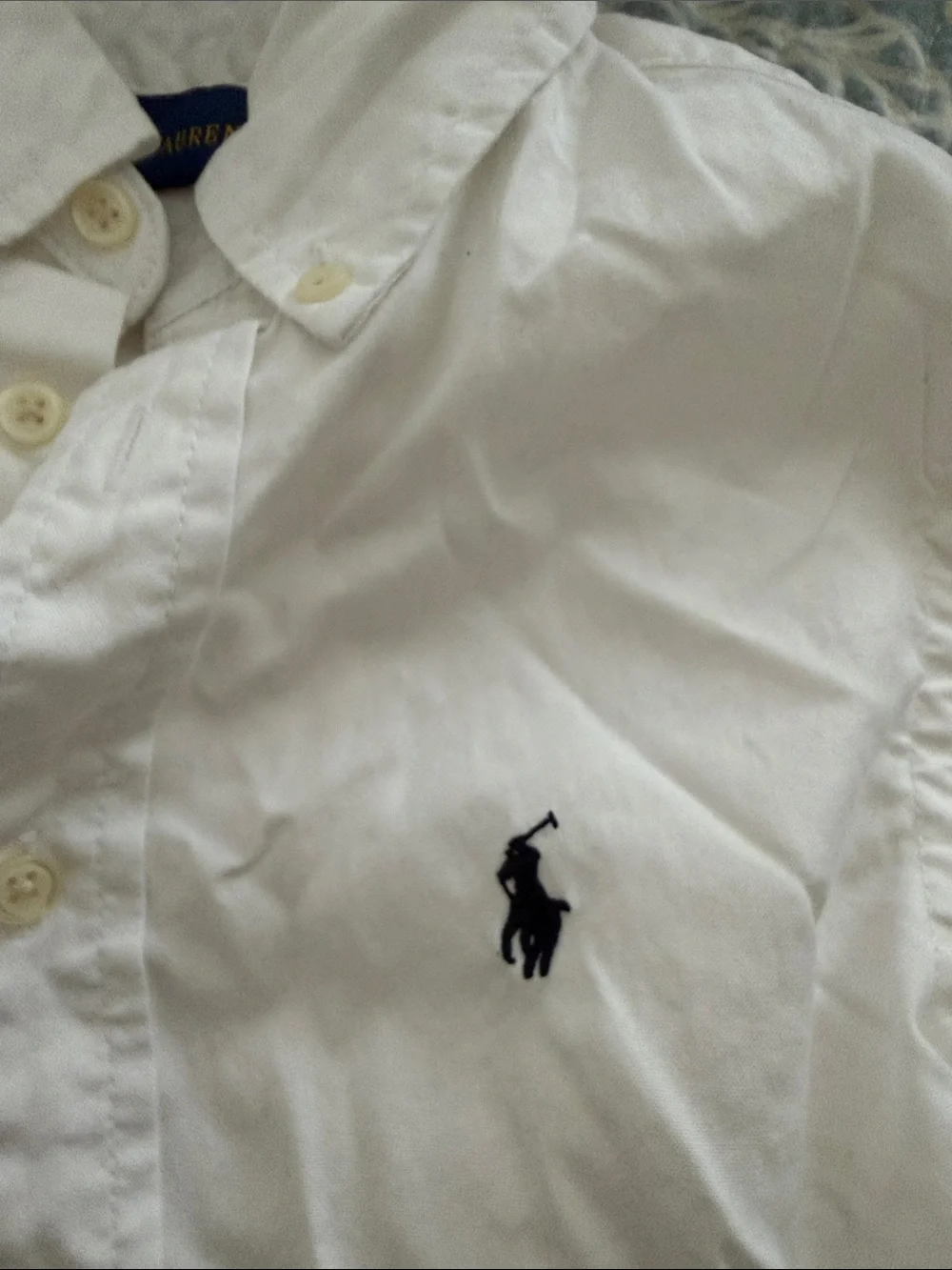 Ralph Lauren White Button-Down Shirt with Navy Pony